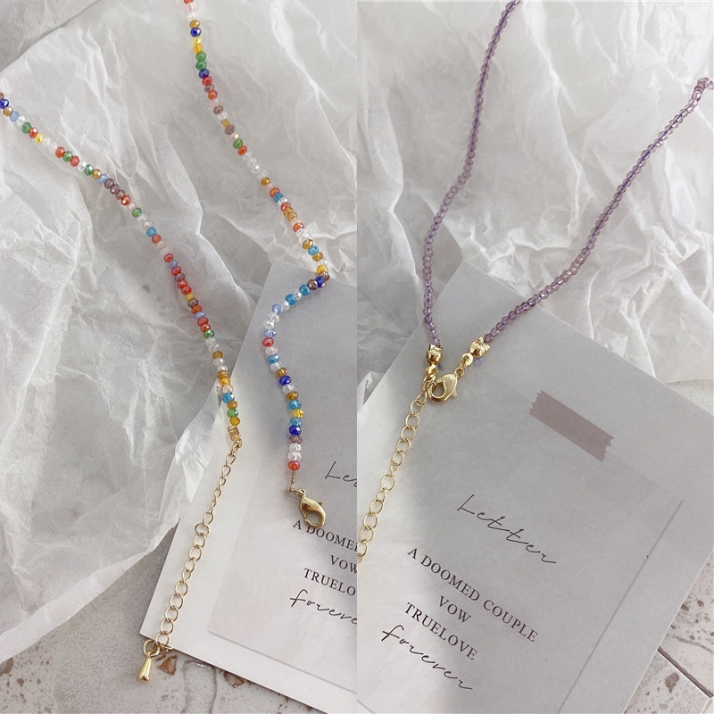 Korea Vintage Color Beaded Flower Necklace Hyuna Flower Necklace