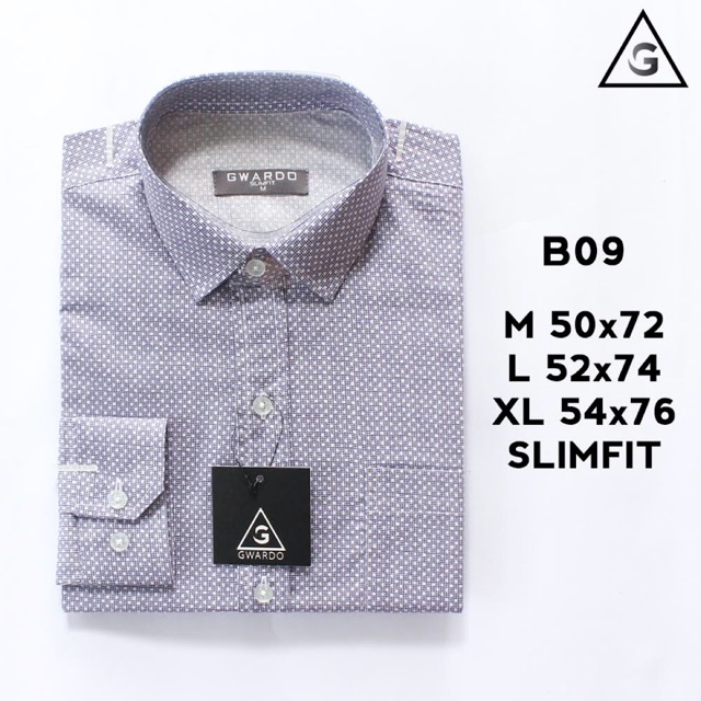 GWARDO Kemeja Very Peri Motif SLIMFIT Lengan Panjang B09