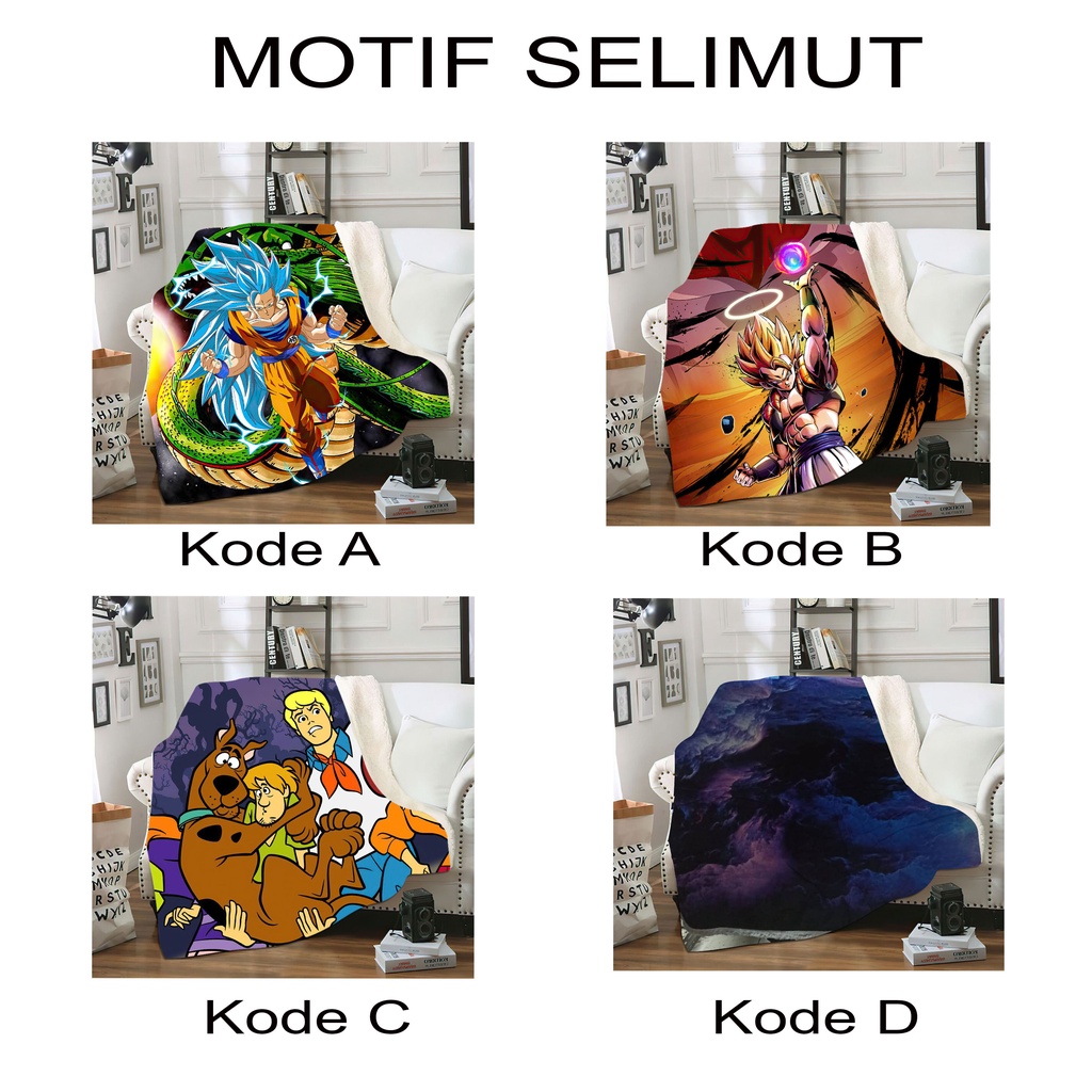 Selimut Motif Karakter Bulu Halus Lembut Tebal Premium Quality