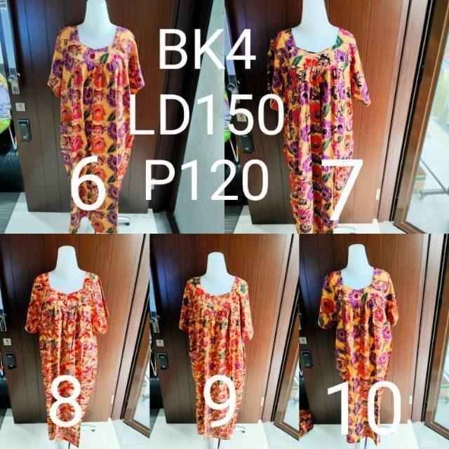  5 Daster  Longdress Super Jumbo  Batik  Cetak Kusnadi 5L 