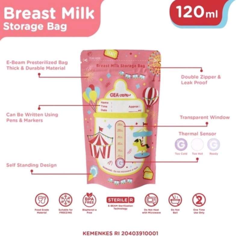 Gea Kantong Asi 120Ml Breast Milk - Pattern Edition - Carnival