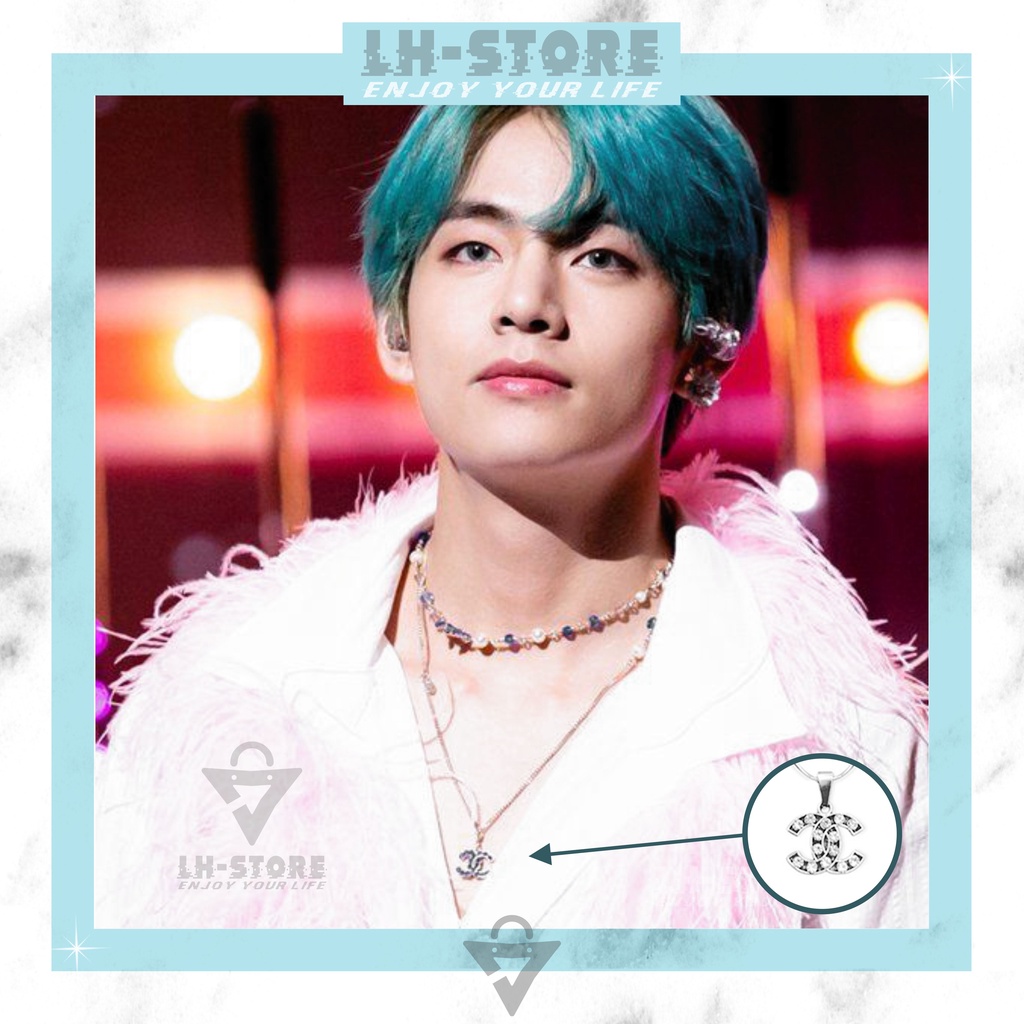 Kalung Titanium Pria Wanita Artist Korea Silver &amp; Black Anti Karat Tidak Luntur | kim taehyung (BTS) | kim jennie (BLACKPINK)