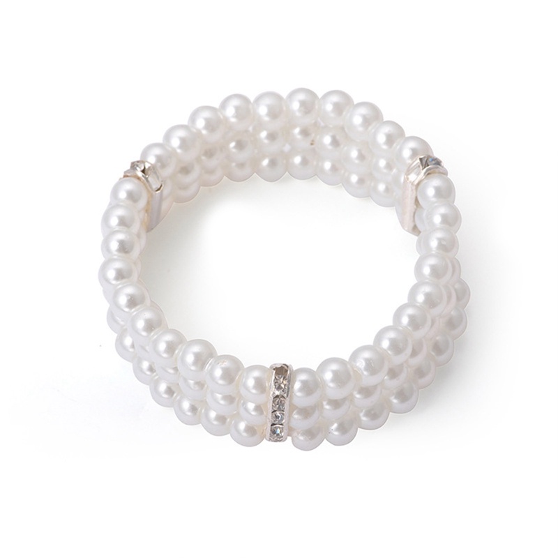 Gelang Mutiara Berlian Imitasi Multilayer Elastis Adjustable Gaya Korea Untuk Wanita