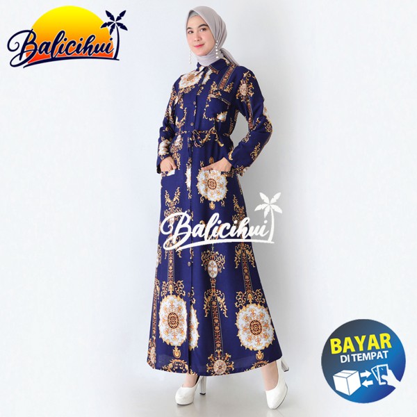 Balicihui Long Dress Kancing Gamis Kancing Dress Kekinian Terbaru