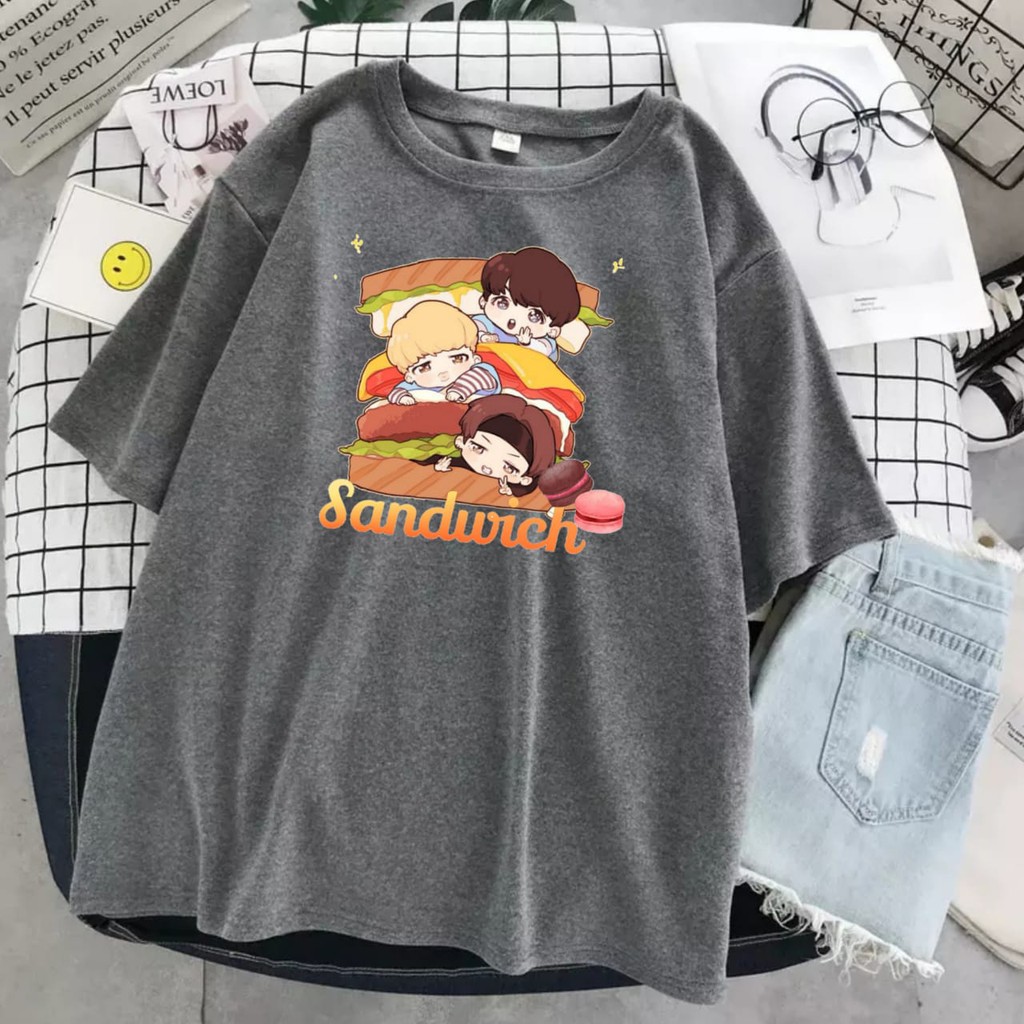 Kaos BTS Butter Wanita Oversize Big Size Murah Bt21 Anak Jimin Original Jumbo Freebies Gambar Sandwi