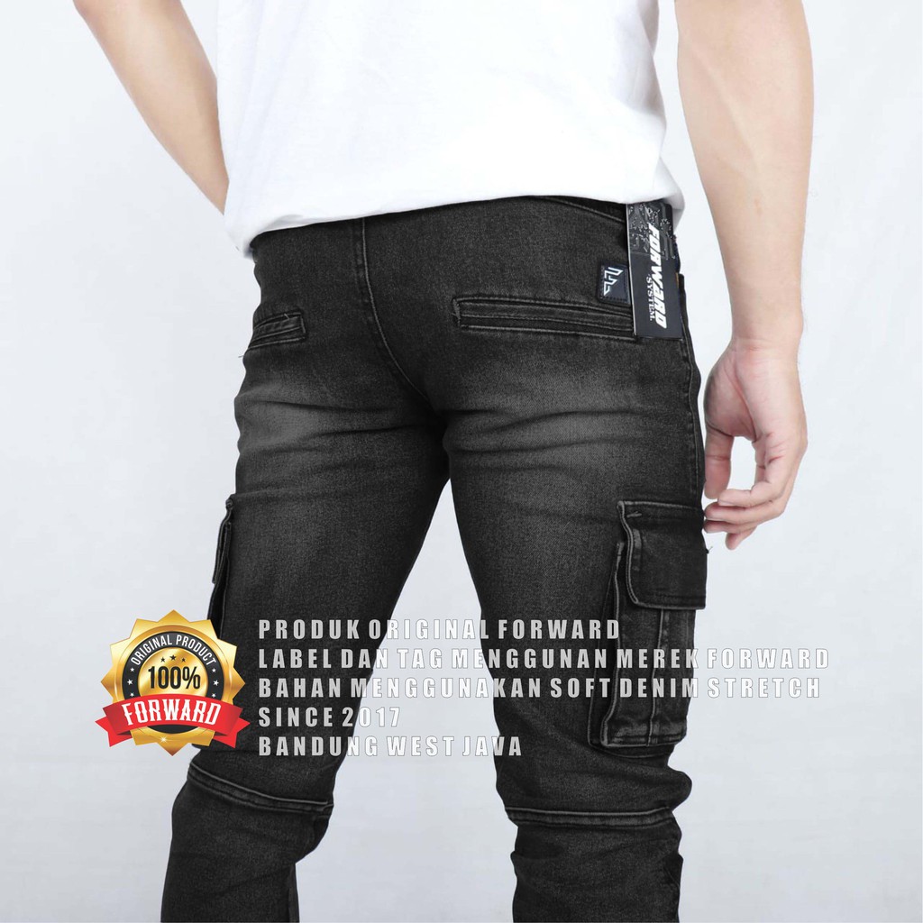 Celana Jeans Denim Cargo Slimfit Destroy Forward-Cod