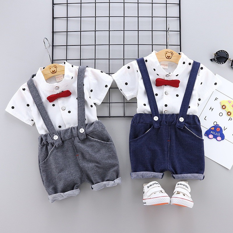 Overall anak | Baju + overall Anak | Overall Boy Polkadot