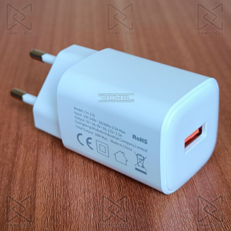 MCDODO CH-176 Adapter Kepala Charger USB 18W QC3.0 Fast Charging