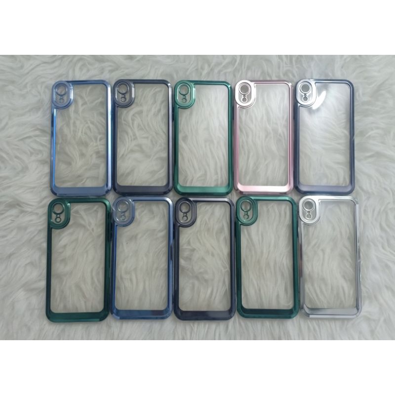 Softcase Transparan List Chrome for hp oppo realme xiaomi samsung vivo iphone #case#casehp#casemurah