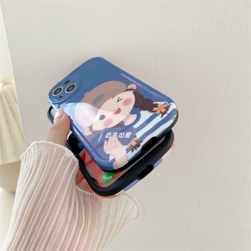 Case Lensa Bulat Motif Kartun Perempuan Untuk iphone 12 13 11 Pro Max X Xs Max Xr Fih8