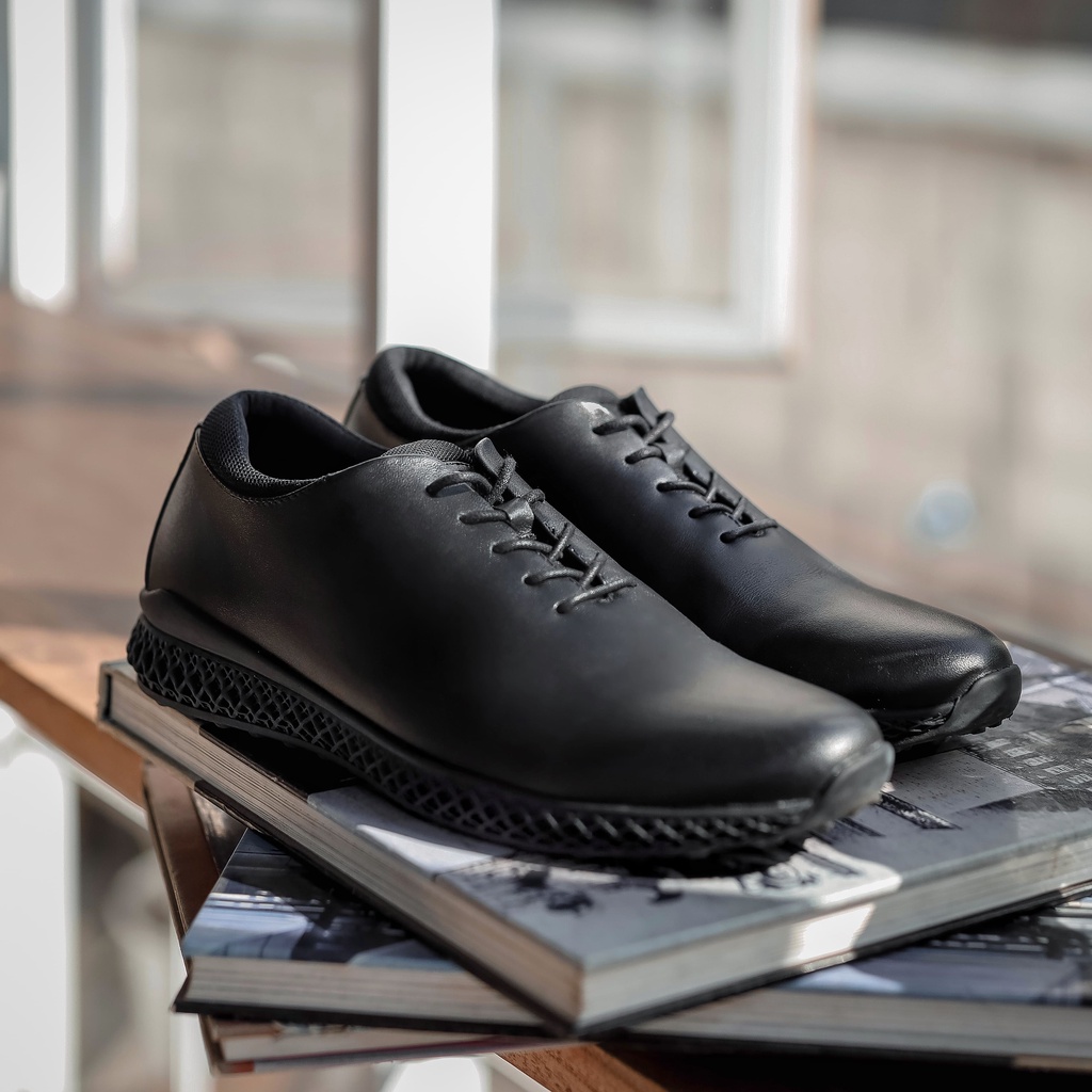 Amstrong (Kulit Asli) - Sepatu Pantofel Pria Kulit Asli Kerja Kantor Formal Casual Oxford Tali Hitam Pantopel Cowok Original