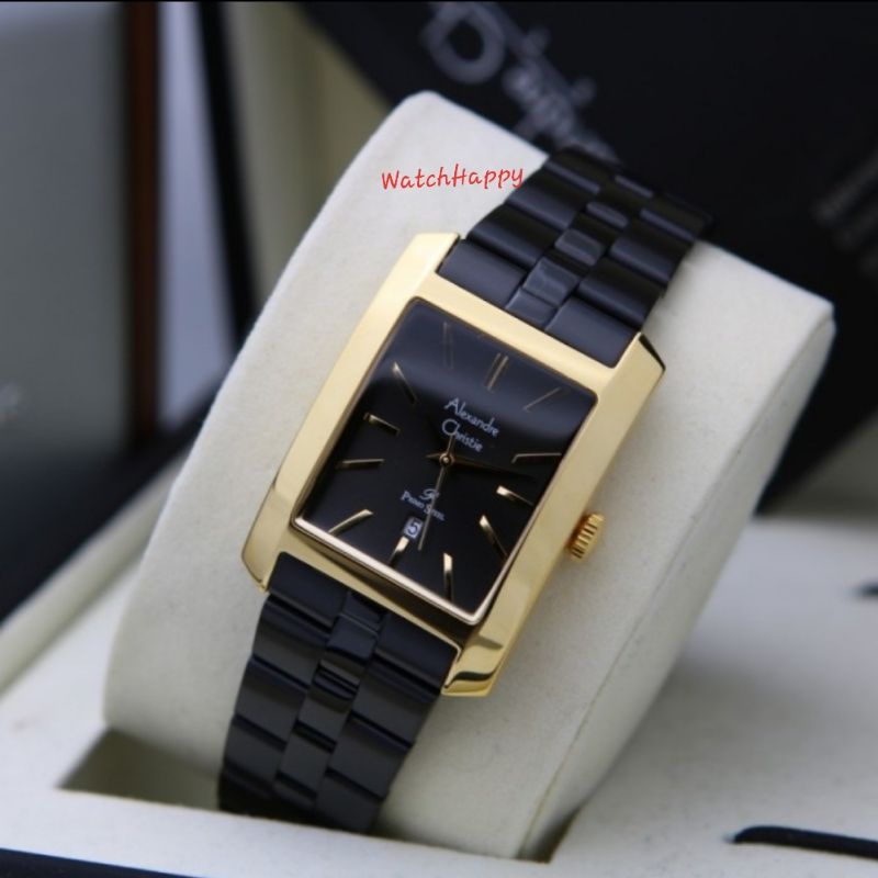 WatchHappy Alexandre Christie 1022 AC 1022 MD AC1022 MD 1022MD Unisex Black Gold Stainless Original