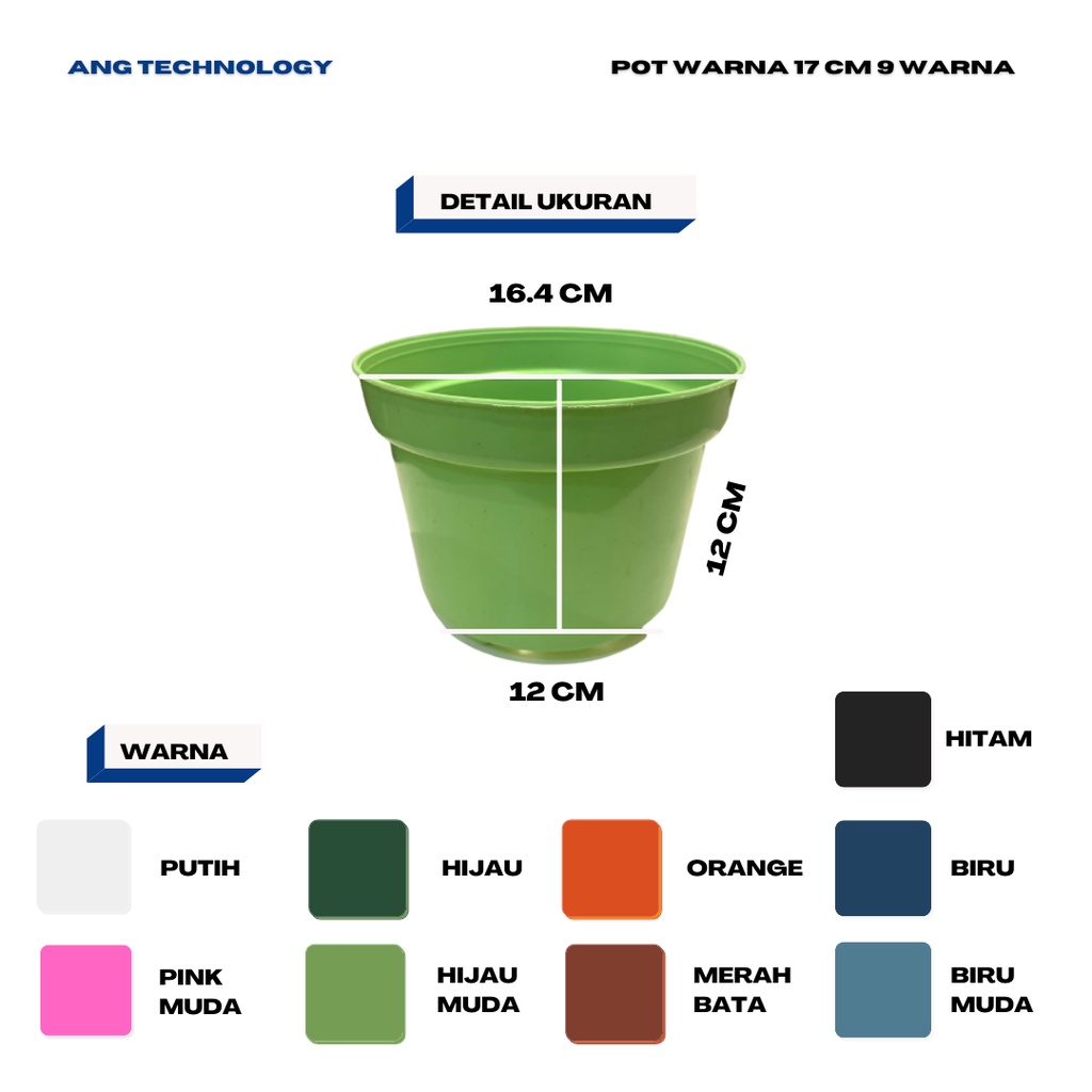 Pot Bunga ANG WARNA - WARNI 17 cm Termurah se-Indonesia