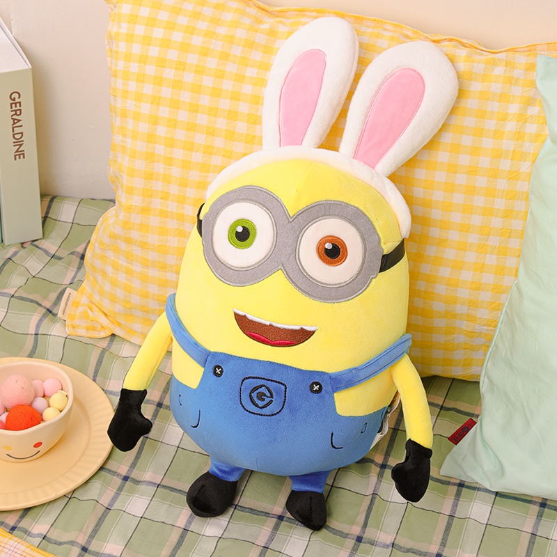 Mainan Boneka Stuffed Plush Minion Despicable Me Bob Stuart Kevin Telinga Kelinci Lucu Untuk Sofa