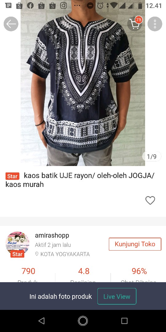Kaos Batik Uje Rayon/ Oleh-oleh Jogja/ Kaos Murah