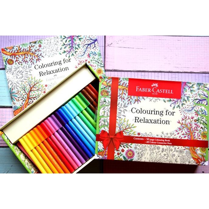 

PERALATAN MENGGAMBAR COLOURING FOR RELAXATION FABER CASTELL GIFT BOX + CONNECTOR PEN 60 PERALATAN