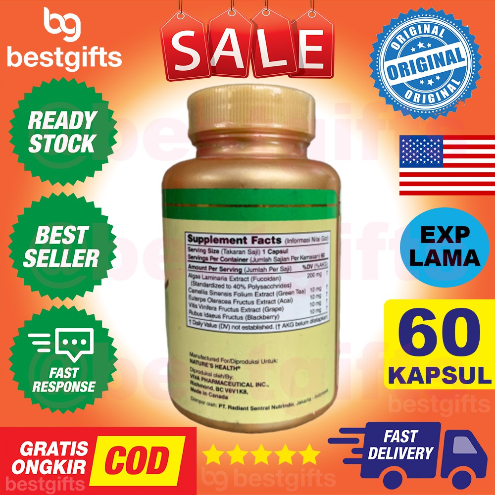 NATURE'S NATURES NATURE HEALTH FUCO ANTIOKSIDAN JANTUNG KOLESTEROL DARAH TINGGI IMUNITAS 60 KAPSUL