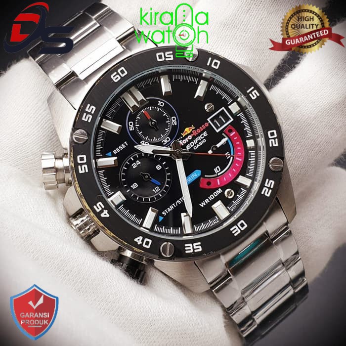 JAM TANGAN PRIA CASIO EDIFICE EFR 558 BLACK DIAL JAPAN QUARTZ MOVEMENT 180823