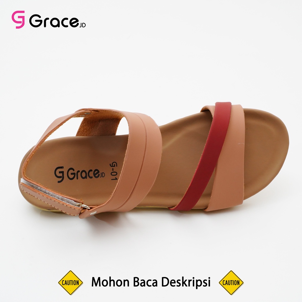 GRACE [LET NANDA 01] Sandal Wanita Tali Belakang/ Sandal Cewek Teplek Tali Perekat/ Sandal Wanita Flat