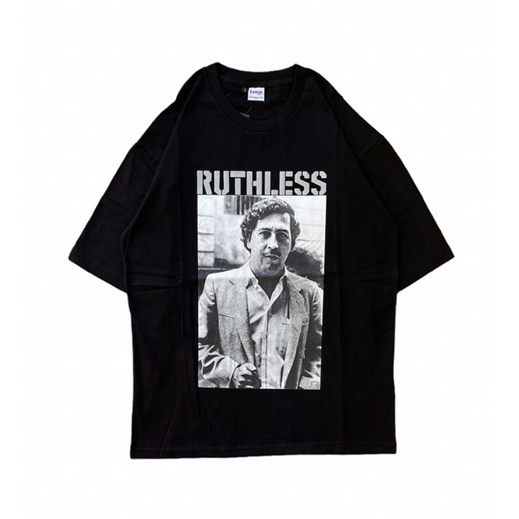 T-SHIRT PRIA OVERSIZED PABLO ESCOBAR ORIGINAL RUTHLESS SOCIETY BLACK/ KAOS OVERSIZE PRIA BISA COD