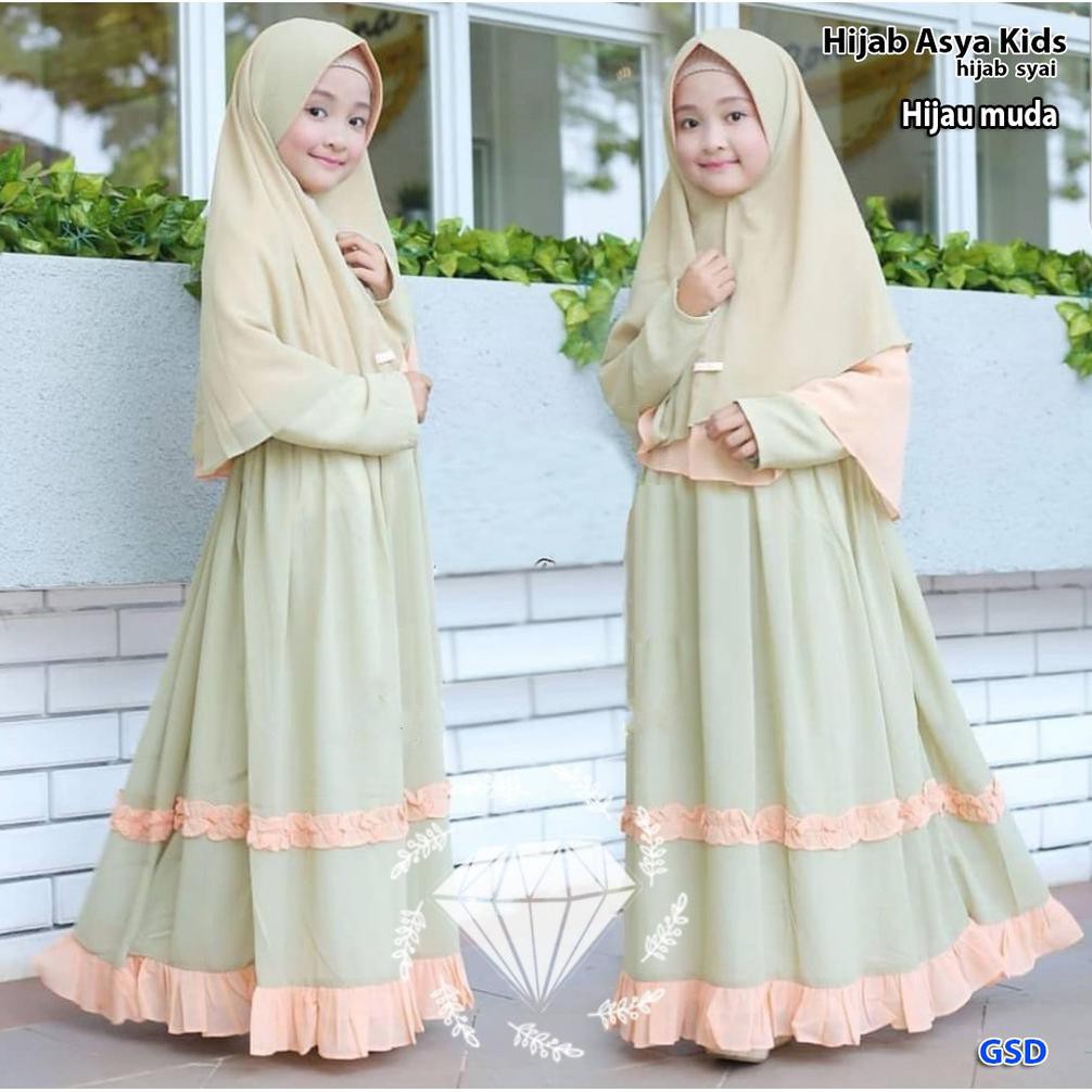 Maxi Dress Muslim Hijab Anak Perempuan Model Terbaru Baju Pesta Muslim Anak Hijab Asya