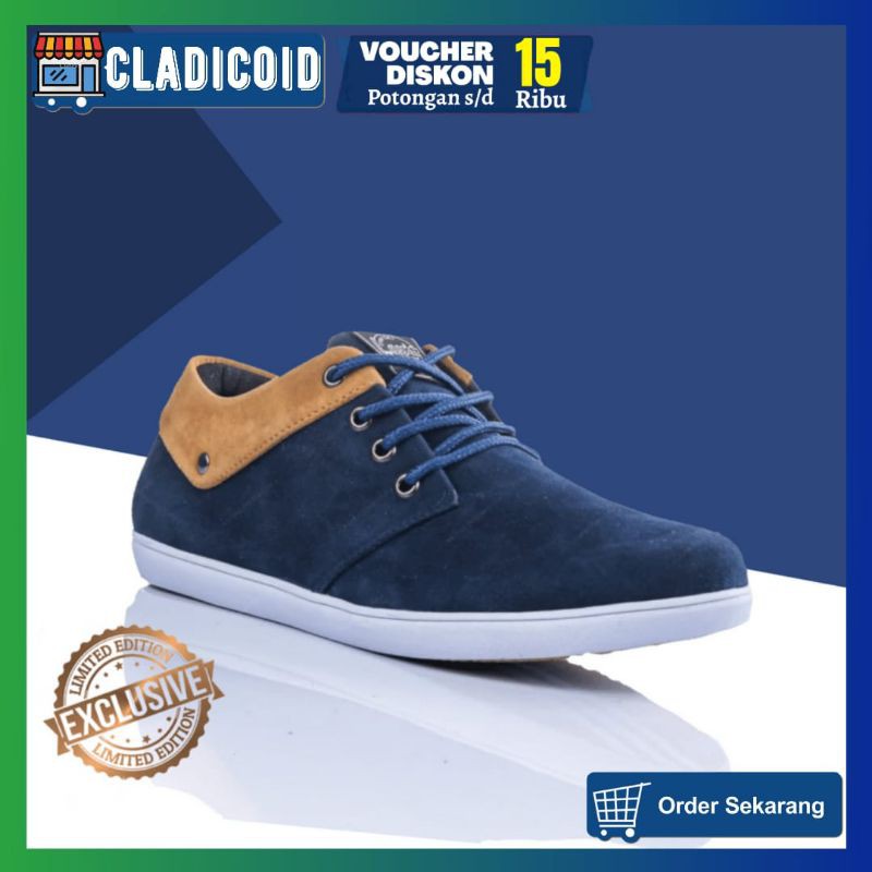 Sepatu Sneakers Casual Pria Trend Terbaru Model Keren, Santai, Kuliah, Sekolah Hitam Biru Coklat