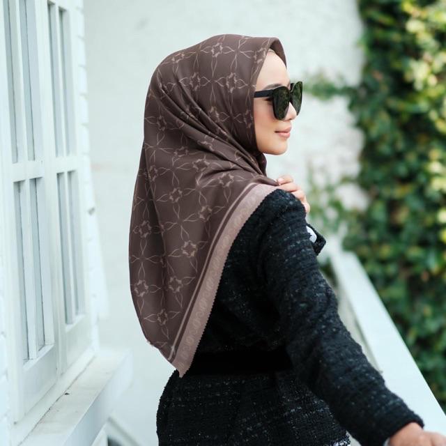 Mylady Hijab PREMIUM MONOGRAM EDITION denim vanilla latte avocado mustard mocha yakult black MONO-CHOCOGOLD MONO