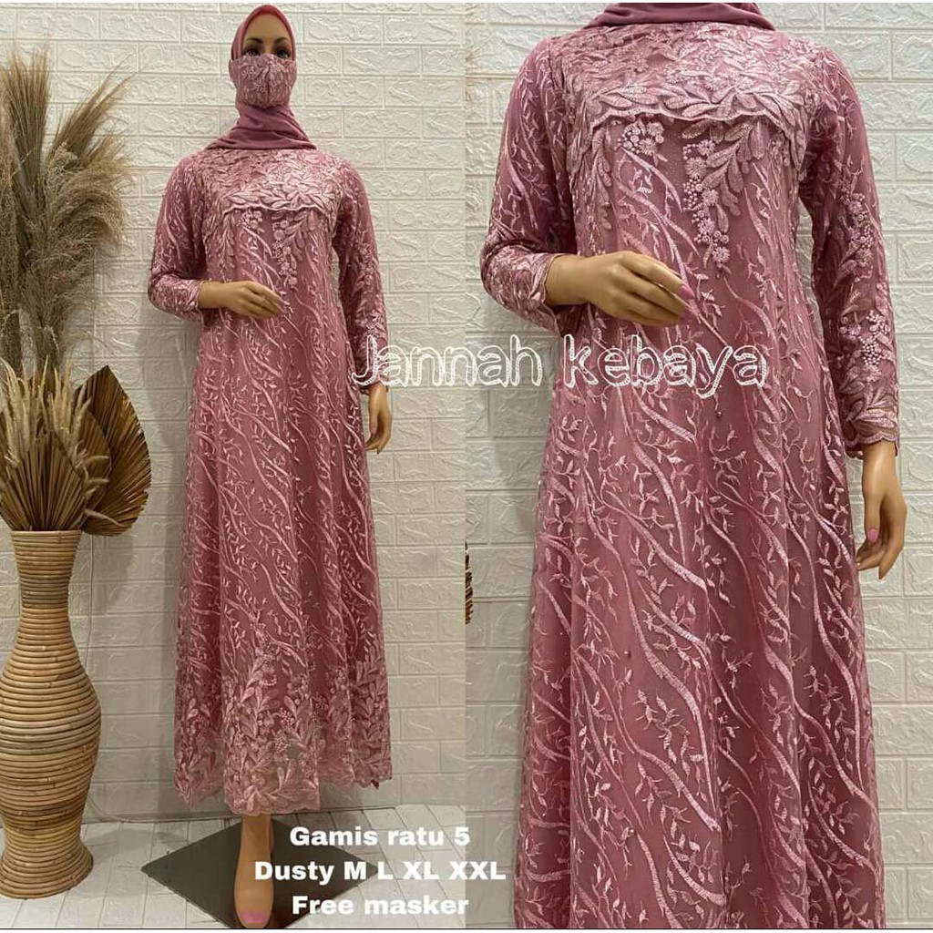 PROMO LONG DRESS RATU TULLE MUTIARA BORDIR / GAMIS RATU TULLE MUTIARA BORDIR