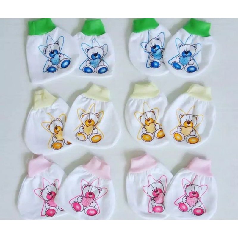 1 set sarung tangan kaki bayi newborn pelindung tangan kaos kaki bayi baru lahir perlengkapan baby