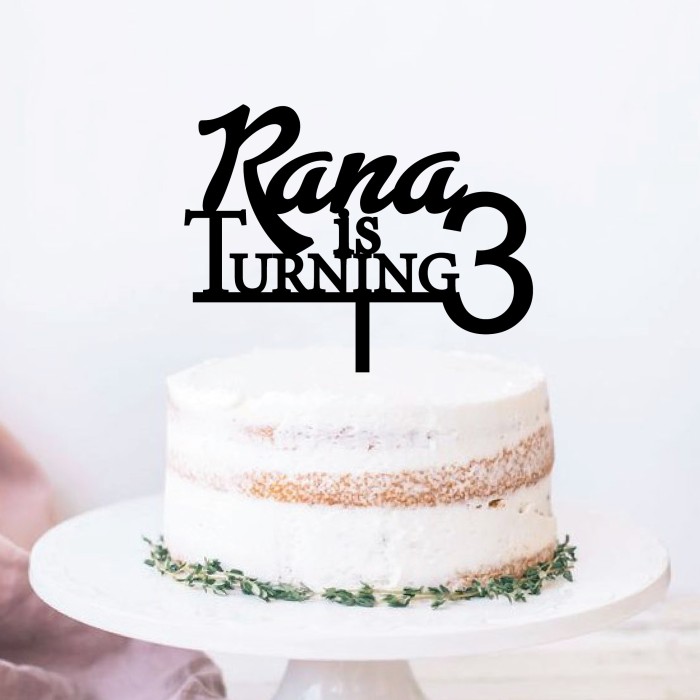 Custom Cake Topper Nama &amp; Umur Turning Hiasan Kue Tart Ultah Akrilik