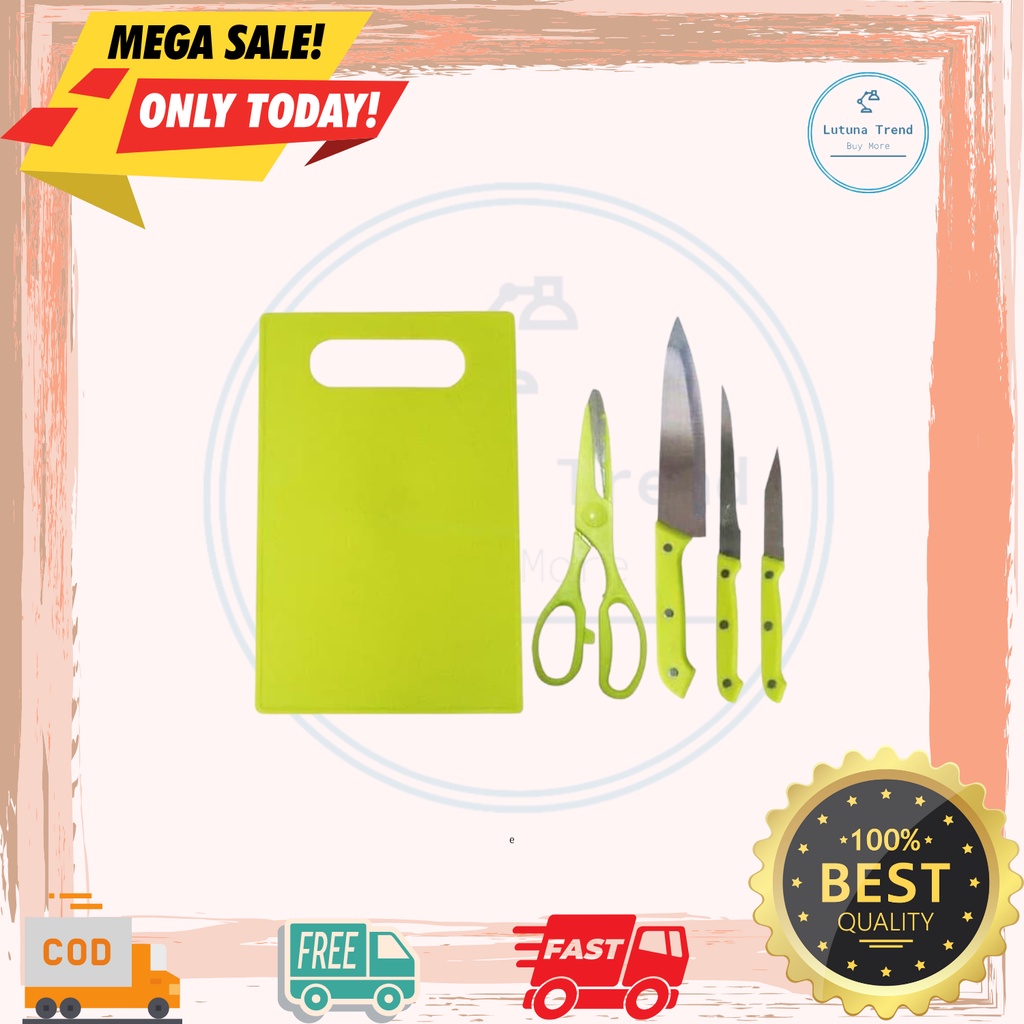 Set Pisau Dapur plus Talenan alat masak peralatan perlengkapan dapur talenan barang unik dapur