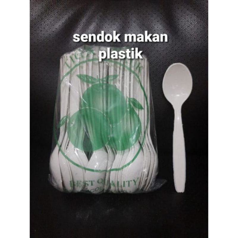 Sendok Plastik Tiga jeruk / sendok higienis dan murah ( 1pak isi 100pcs )