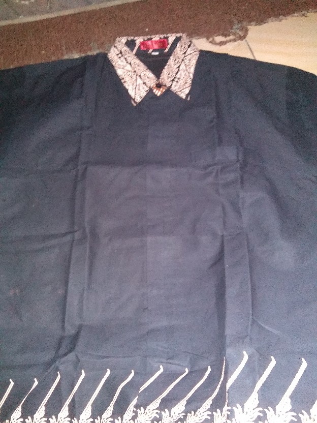 Modang# Kemeja Batik Pria Premium Lengan Warna Hitam Hijau Batik Polosan Full Furing Ori Batik Solo