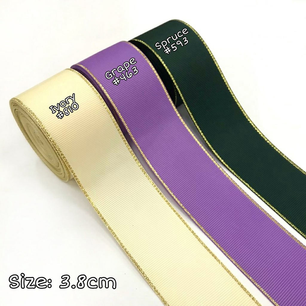 1 YARD (91 CM) 3.8 CM PITA GROSGRAIN LIST GOLD | EMAS | PITA KADO HAMPERS