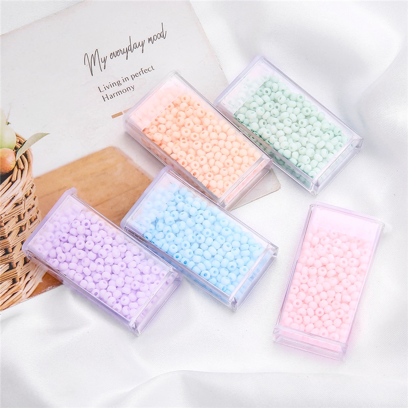 350pcs / Box Manik-Manik Kaca Matte Warna Macarons Ukuran 3mm Untuk Membuat Perhiasan Diy