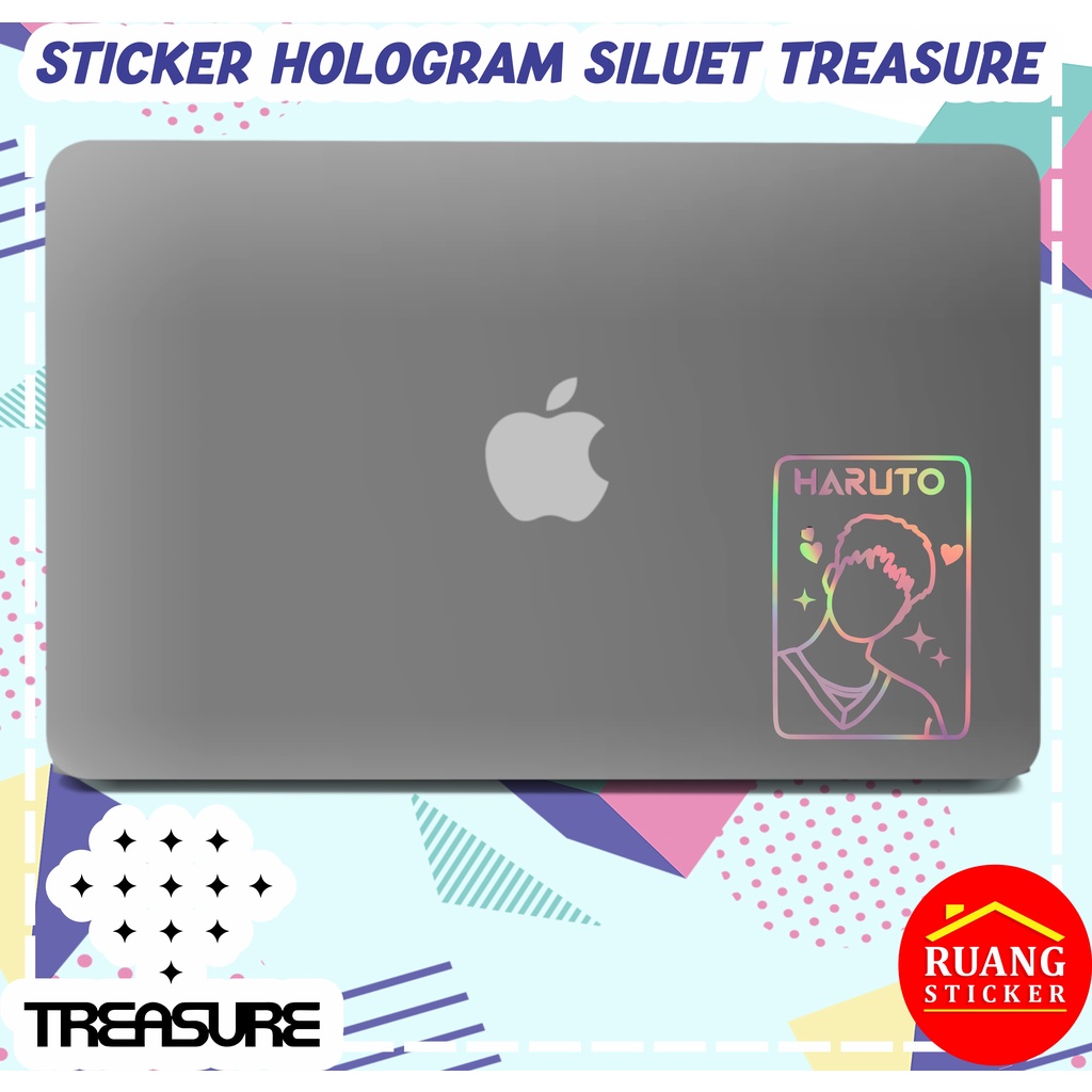 STIKER TREASURE STICKER HOLOGRAM PELANGI MEMBER SILUET OUTLINE SEHARI JADI CUSTOM