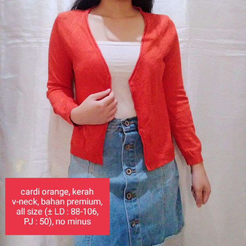 NEW STOCK‼️THRIFT Cardigan Vest Rajut Premium Pastel Kepang Cable Branded Academia Ketupat Argyle Murah-cardi orange premi
