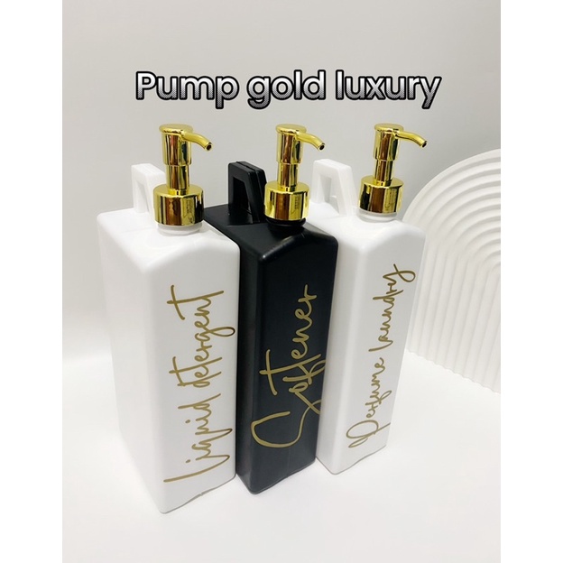 jerigen PUMP 1liter stiker gold new HITAM PUTIH . aesthetic tempat isi ulang sabun cair liquid detergent laundry room estetik