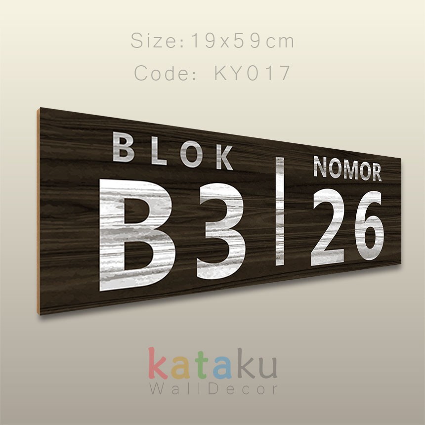 Wall Sign Pajangan Nomor Rumah  Rustic  19x59 CM Hiasan  