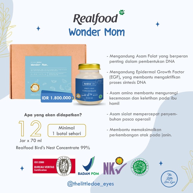 

[READY] Realfood Wonder Mom Minuman Sarang Burung Walet Fully Concentrate Asam Folat