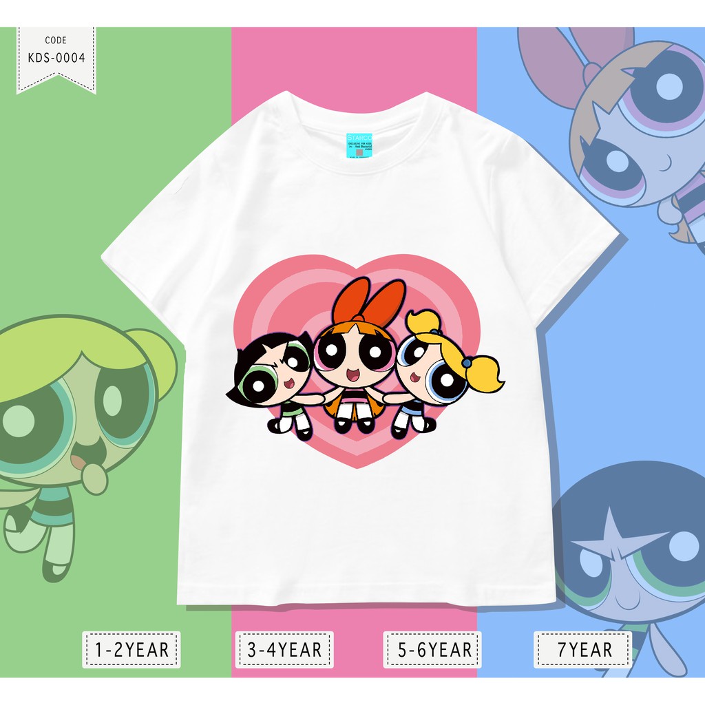 Baju Anak Powerpuff girls/ Kaos Distro DTF Anak Laki Laki dan Perempuan / Unisex / Motif Kartun