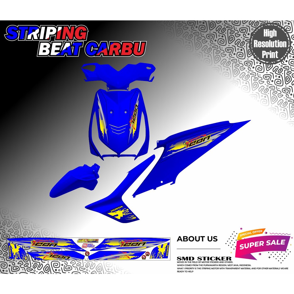 STICKER RACING VARIASI BEAT KARBU STRIPING MURAH STRIPING VARIASI BEAT KARBU