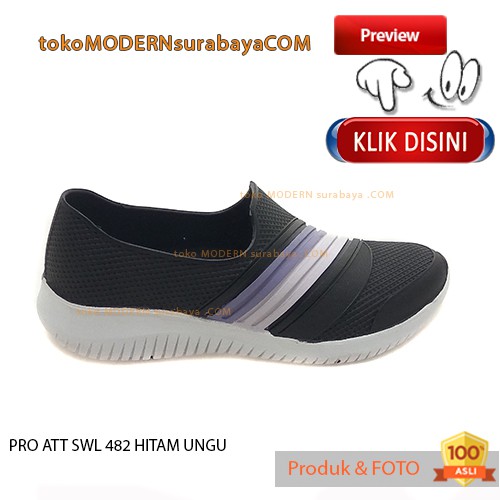 PRO ATT SWL 482 HITAM UNGU Sepatu Wanita Sepatu Slip On Karet