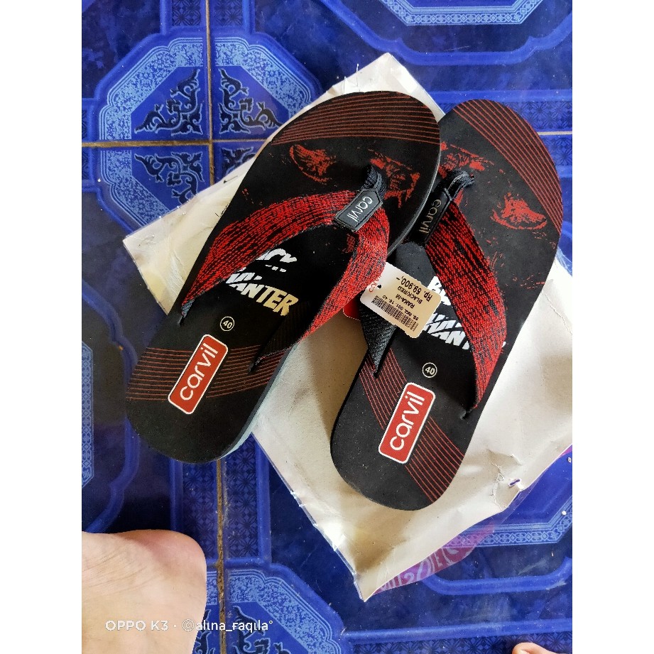 Carvil Raka Black Red 39-44 / Sandal Pria / Sandal Sepone / sandal Casual Pria/carvil jepit