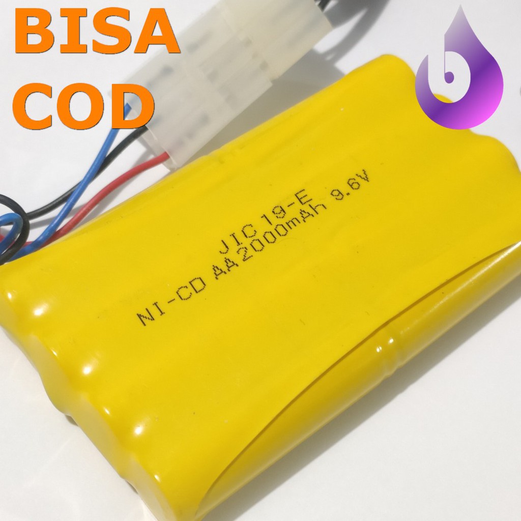 Paket Baterai NiCd RC AA 2000mAh 9.6V Model 3 Socket Putih isi 8