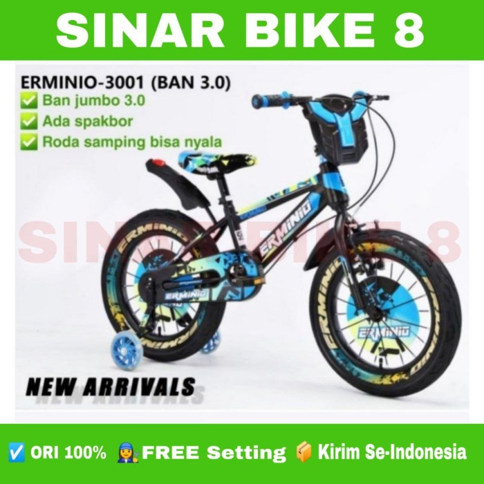 Sepeda Anak Laki Ukuran 12 16 18 Inch BMX ERMINIO 3001 Ban Jumbo