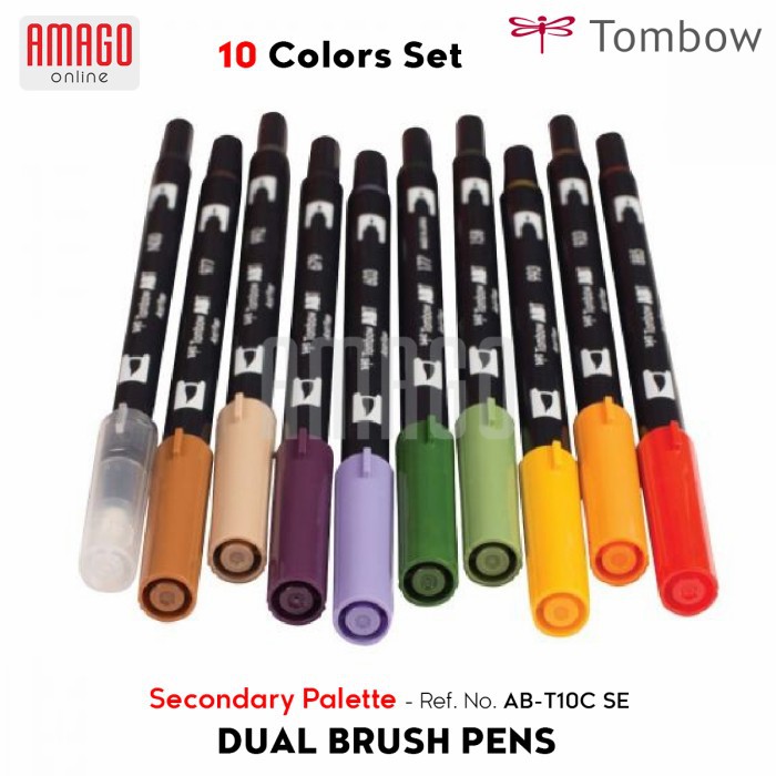 TOMBOW Dual Brush Pens - Secondary Palette of 10 colors - AB-T10C SE