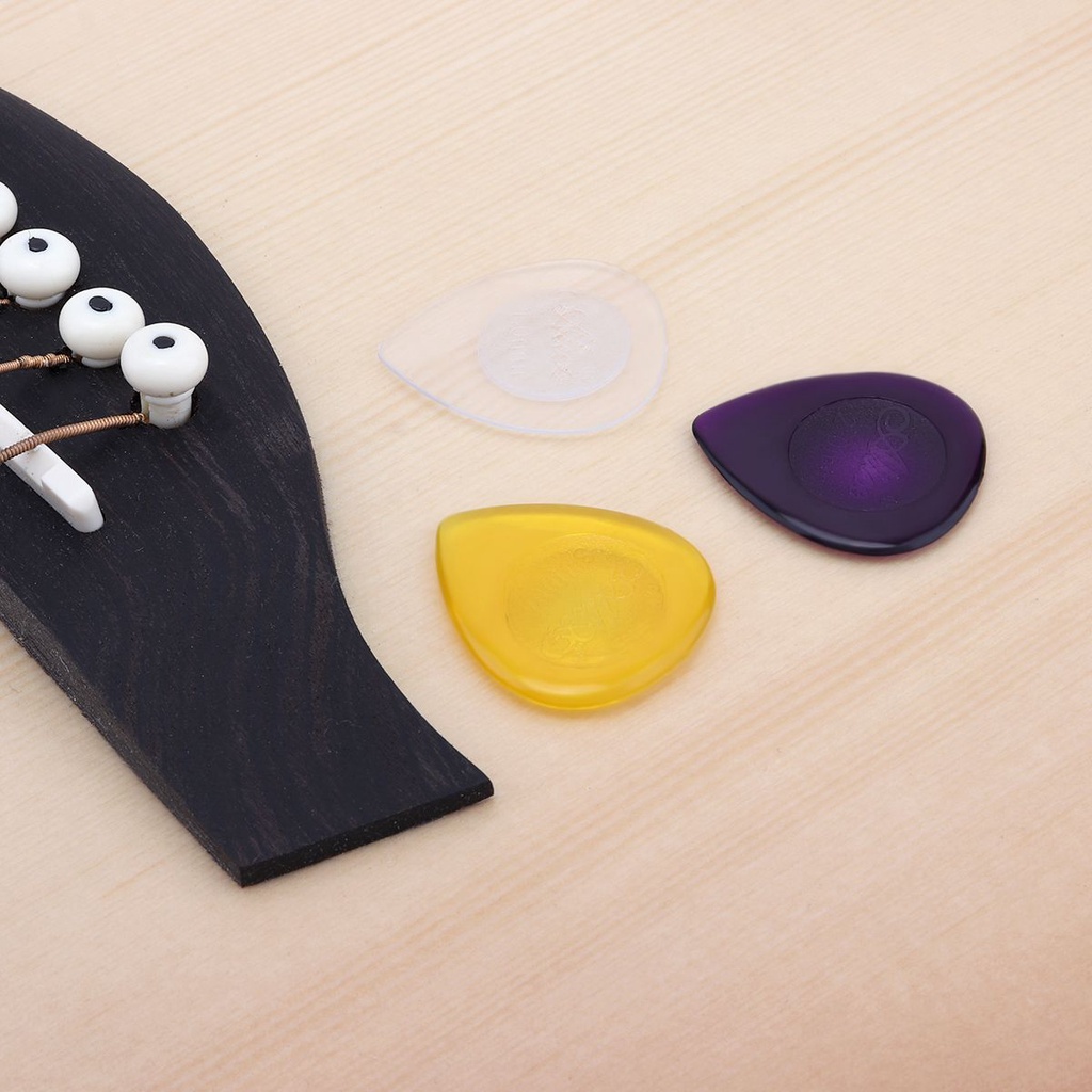 3pcs / lot Picks Gitar 1.0 / 2.0 / 3.0mm Bahan ABS Transparan Anti Slip Bentuk Tetesan Air Warna-Warni Untuk Ukulele