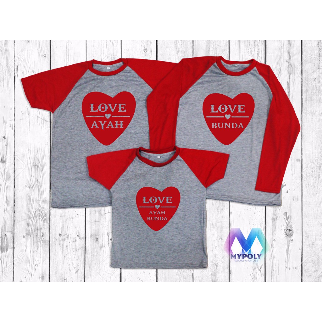 Kaos Couple Raglan Desain Family Cetak Nama Keluarga Sesukamu