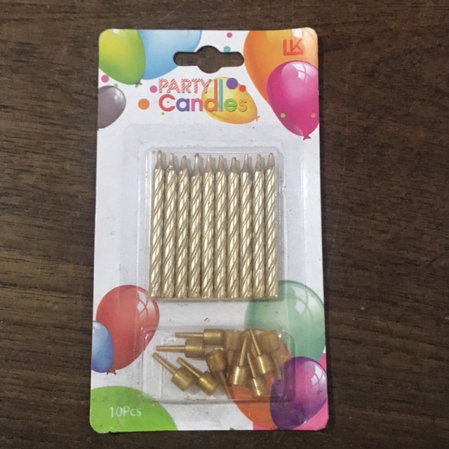 Lilin Ultah Spiral Gold isi 10pcs